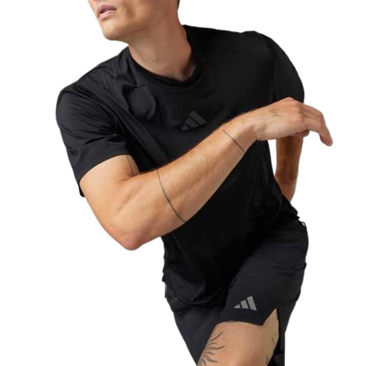 adidas Быстросохнущая дышащая удобная мягкая футболка с коротким рукавом для мужчин, черная JI8181