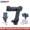 Multi-functional Phone Holder 360° Rotatable Clamp Phone Tripod Mount Rotatable with Dual Cold Shoe Mounts for Smartphone Vlog