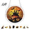 Realistic Suncatcher Acrylic Puzzle Suncatcher Halloween Black Cat Castle Raven DIY Sun Catcher Kit Stained Glass Window Hanging Ornament for Home,