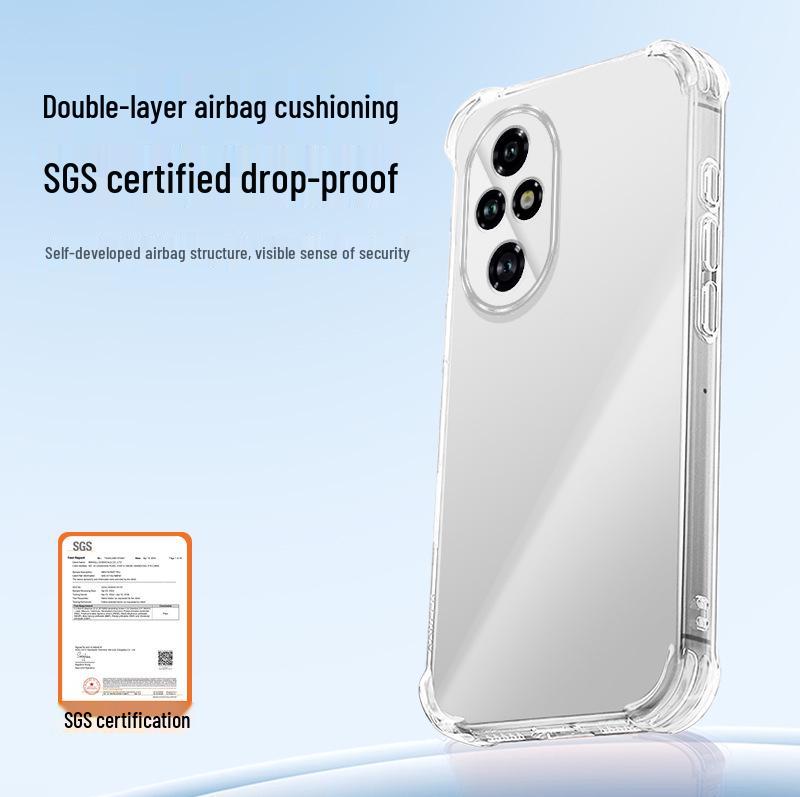 Прозрачный чехол-бампер с подушками безопасности для Honor 200/200pro, защита от падений, премиальный ТПУ, полное покрытие.