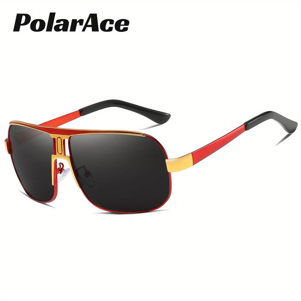 PolarAce Unisex Polarizing Alloy Square Oversized Frame Sunglasses Cycling Sunglasses, UV400