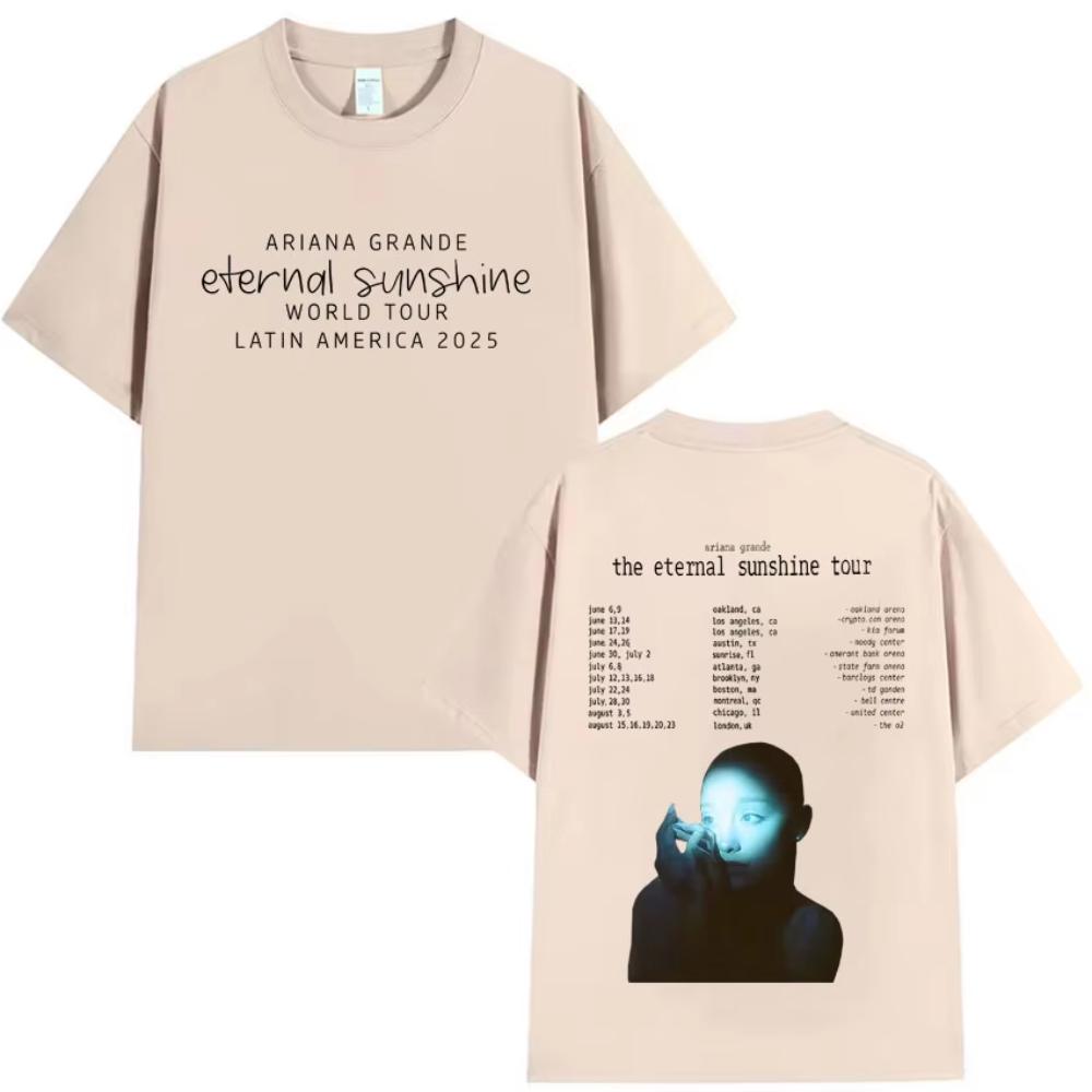 Мужская Женская Ariana Grande The Eternal Sunshine Tour Двусторонний Принт Футболка с Круглым Вырезом Готический Уличный Стиль Харадзюку Свободная Одежда