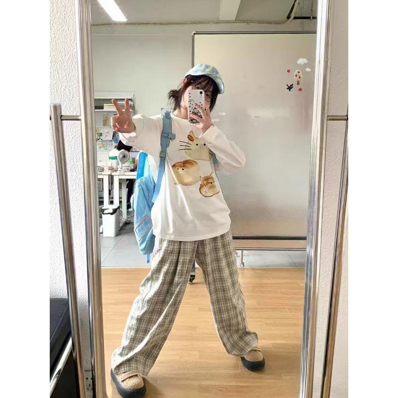 Kawaii Графические белые футболки женские повседневные свободные милые футболки с длинным рукавом Harajuku Vintage Sweet Japanese Fashion Tops