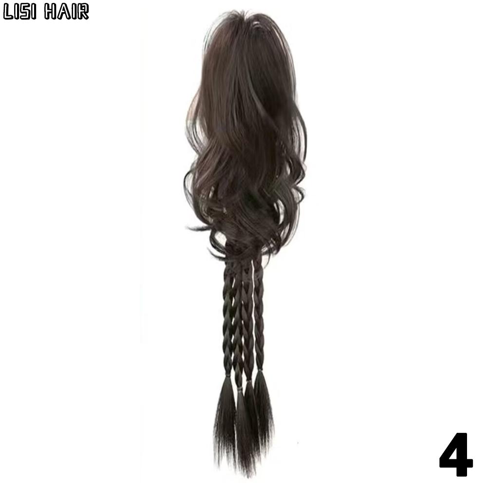 LISI HAIR Synthetic Long Hair Braid Ponytail Curly Hair Buns Braid Wig Claw Clip Ponytail Extension Buns Ponytail For Daily Use Hair
