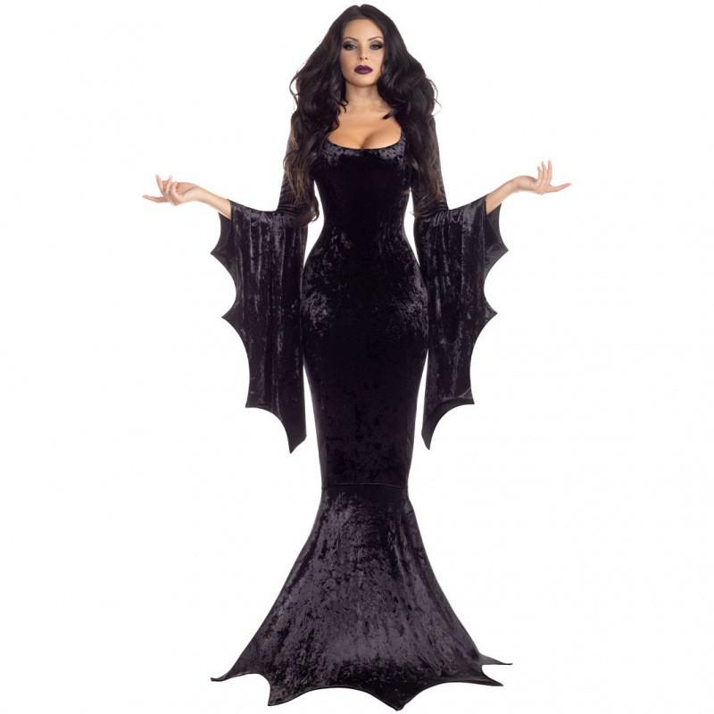 Halloween Witch Vampire Costume Gothic Long Dress Cosplay Party S-XL