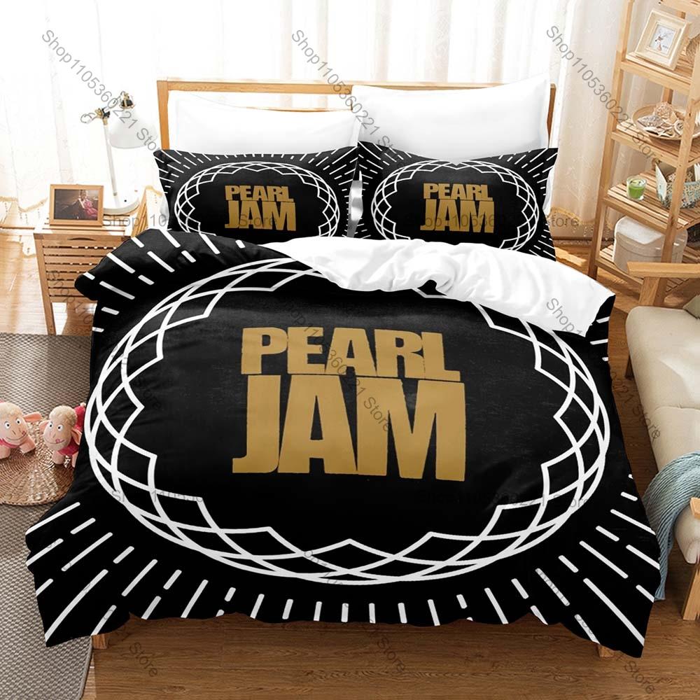 Pearl Jam Fan Merch Duvet Cover + 2 Pillowcases, Retro Band Pattern Soft Bedding Set Ideal Gift for Rock Lovers