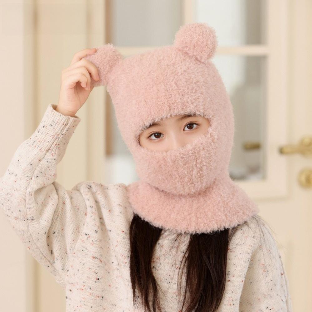 Warm Lining Children Windproof Hooded Hat Bear Kids Balaclava Hat Children