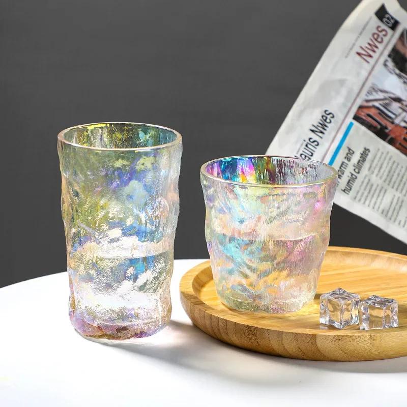 2 шт. Цветные чашки для молока 300 мл/400 мл Чашка Glacier Простая бытовая Роскошная Цветная с рисунком дерева Стеклянная посуда для напитков Оптовая продажа Чашка для воды