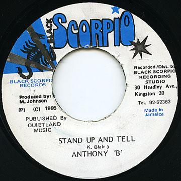 7inch Record ANTHONY B Stand Up And Tell NONE Black Scorpio 1995 Jamaica Reggae Ska Dub Used