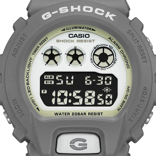 Casio Мужские часы G-SHOCK DW-6900HD-8JF [серия G-SHOCK HIDDEN GLOW] круглые серые цифровые из смолы