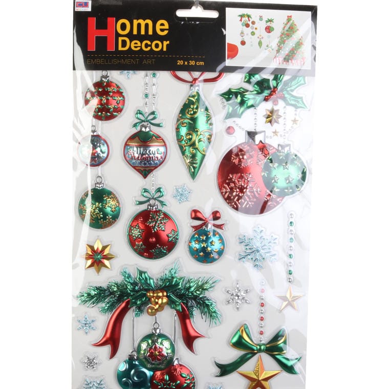 3D Self-Adhesive Window Stickers - Christmas Baubles
