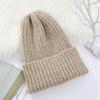 Женская зимняя вязаная шапка с утолщенной флисовой подкладкой - Простая модная шерстяная шапка-бини