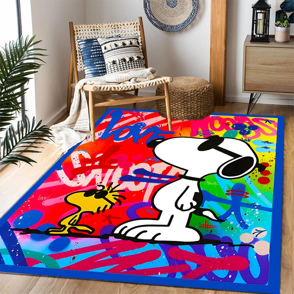 Snoopy And Woodstock Friendship Themed Anti-Slip Rugs - Polyester Home Decor, Suitable for Bedrooms, Living Rooms, Doorways, Studios, and Decorations