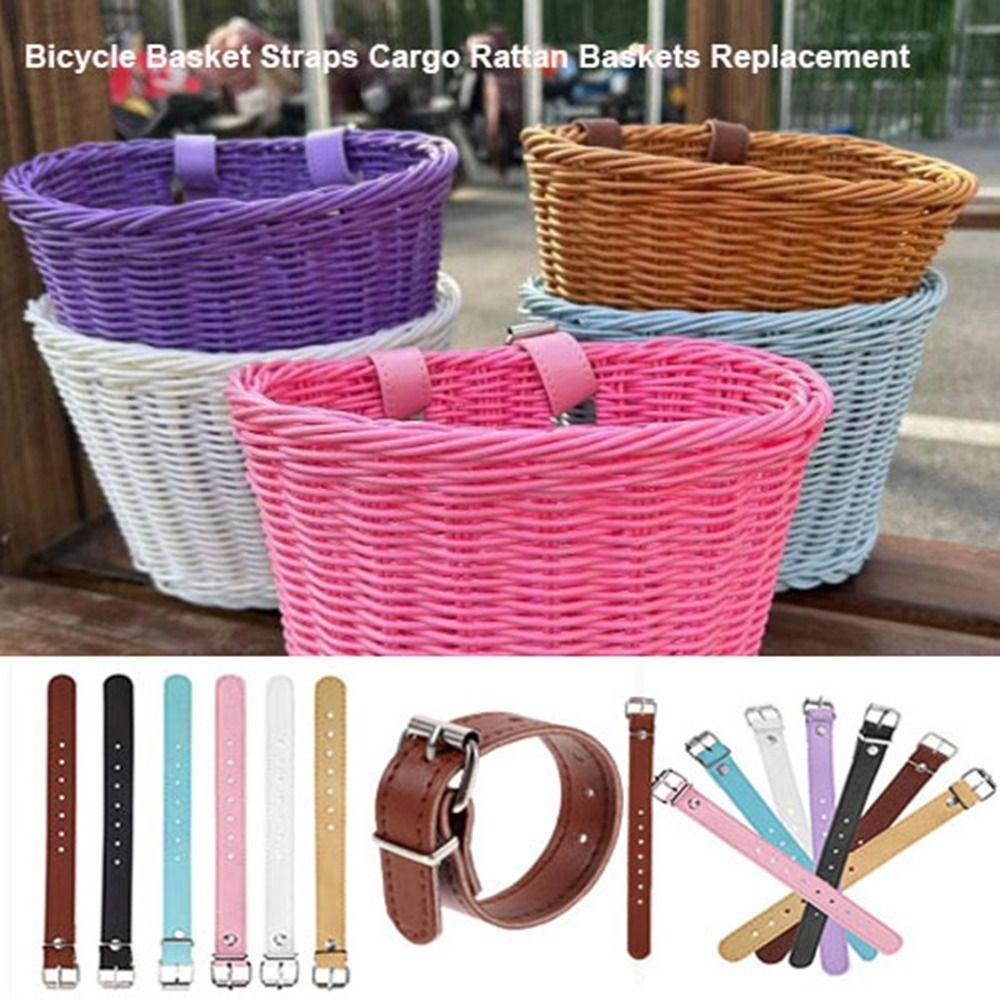 1pair Leather Cargo Rattan Baskets Replacement Children's Bicycle Buckle Belt  Hardware Accessories