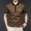 Легкая повседневная мужская вышитая полосатая футболка-поло с коротким рукавом и лацканами, повседневная дышащая футболка