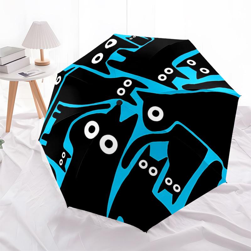 1pc Cat Blue Automatic Open/Close Umbrella, Portable Folding Umbrella, Compact Travel Umbrella for014