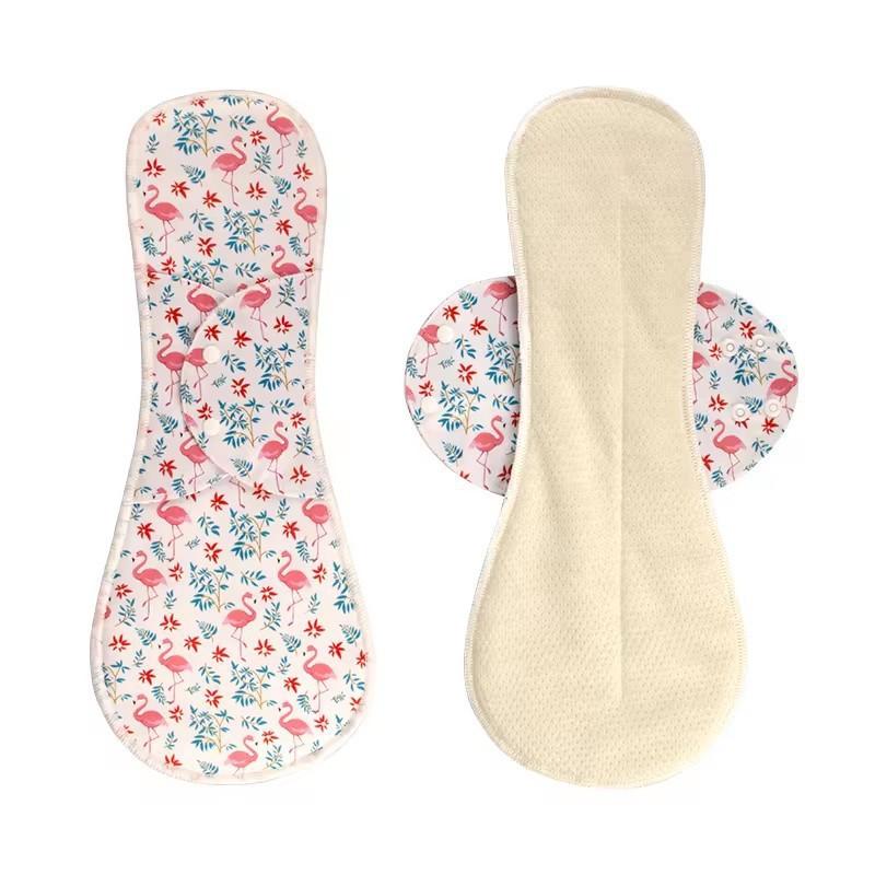 Reusable Washable Cotton Menstrual Pad With Winged Side Tabs Breathable Mesh Top Layer 3 Sizes Light To Heavy Flow