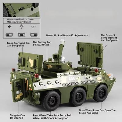 1:35 ZSL92 Тип Пехотный Военный Сплав Танк Игрушка Модель Амортизация Музыка Свет Оттяжка Миниатюрные Модели Транспортных Средств Подарок Мальчику