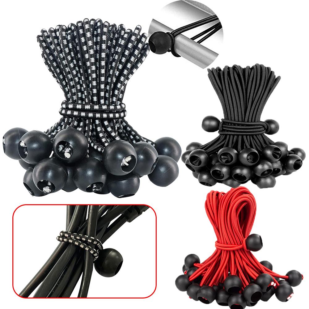 50pcs Bungee Ball Tarps with Elastic String Tarpaulin Flagpole Ties Elastic Rope Lace Fixed Boat Pole Camping Tent Accessories