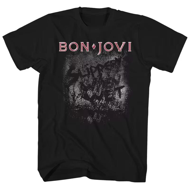 Летняя новинка 2026 года, Футболка с принтом метал-рок-группы Bon Jovi, Свободная повседневная хлопковая футболка унисекс с широким вырезом