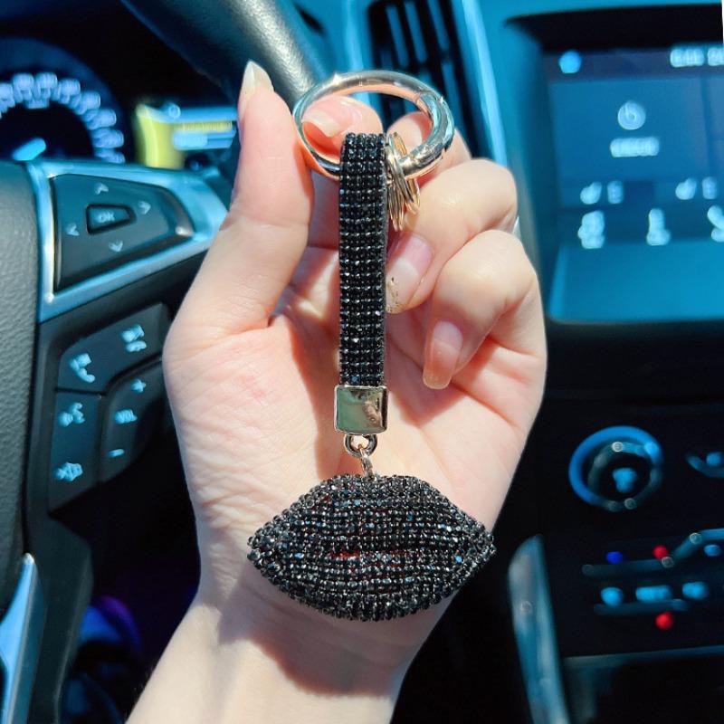 Полностью Алмазный Брелок для Ключей с Губами Персонализированный Ручной Работы Красный Брелок-Губа Изысканный Модный Подвеска для Сумки для Женщин