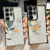 Цветочный Жесткий Девушка Линия Чехол Для Galaxy S26 Ultra Чехол Для Телефона Для Samsung S26 S25 S24 S23 S21 Ultra S20 FE S25 Plus 5G Мягкий Чехол