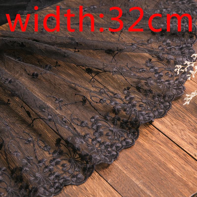 White Black Pink Sewing Fabrics Floral Embroidery 32cm Width Garments Decor Needlework Accessories Diy Crafts Lace Ribbon 2yards