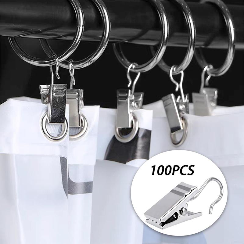 100 шт., сверхмощные зажимы для штор с зажимом, металлические зажимы для штор, крючки для драпировок