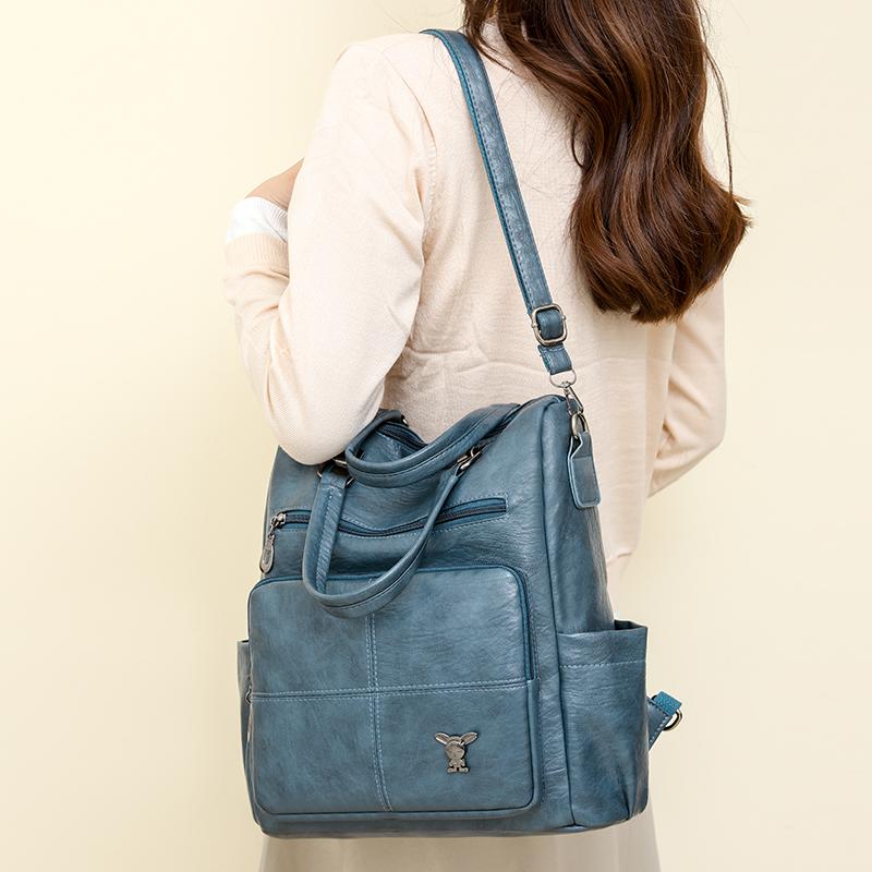 Большая вместительная сумка, многофункциональный рюкзак, женская сумка через плечо из мягкой кожи