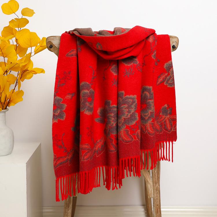 2024 Autumn And Winter New Thickened And Extended Cashmere Scarf Versatile Women'S Warm Neck Protection Scarf Double Sided Scarf Shawl