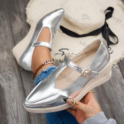 Модные женские золотые туфли на высоком каблуке, неглубокие танкетки, одинарные туфли, весна, новые, удобные, нескользящие, женские, модные, удобные кожаные одинарные туфли