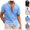Men's Polo Neck Short Sleeve Shirt Solid Loose Large Size Shirts Men Clothing