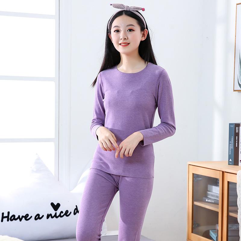 2024 осень зима теплые детские пижамные костюмы для мальчиков и девочек однотонные модные детские комплекты одежды домашняя одежда ночная одежда для сна