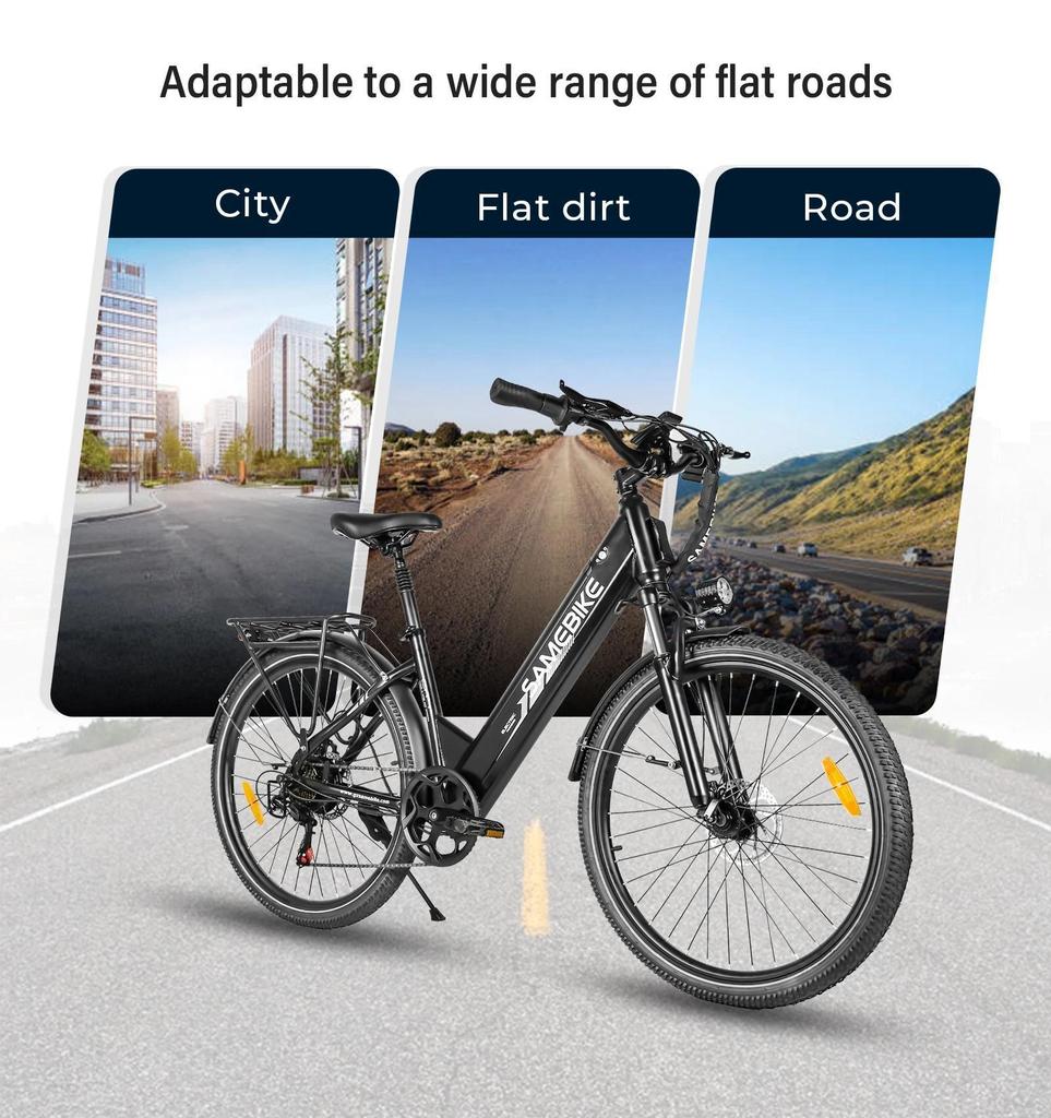 SAMEBIKE New model  RS-A01 Pro-T 36V15AH Removable Battery Electric Bike 26-Inch Tire Commuting Electric Bicycle daily commute.