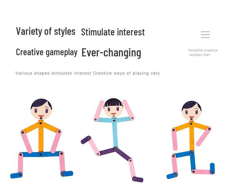 Гибкие бамбуковые конечности Деревянный манекен-головоломка: Детская игрушка для раннего развития
