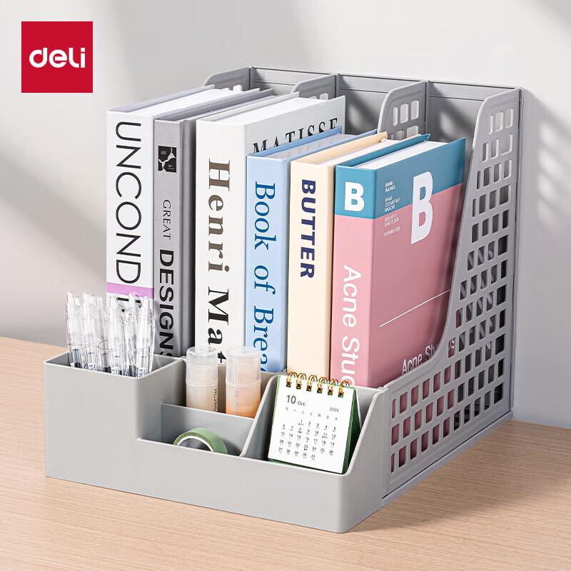 Deli 3-Section Desktop File Organizer with Pen Holder