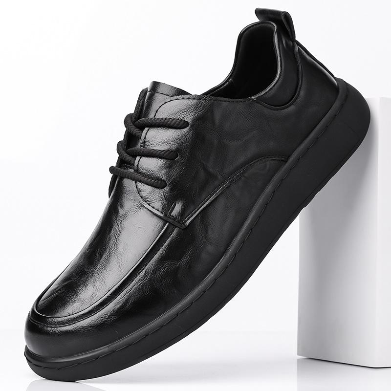 Большой Размер Весна Новые Мужские Кожаные Туфли Мягкая Подошва Business Casual Обувь для Мужчины Лето Осень Мода Черные Лоферы на Шнурках Мужские