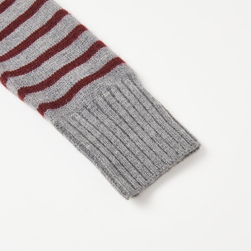 Lagogo Knitted Color Contrasting Long Sleeve Striped Round Neck Sweater
