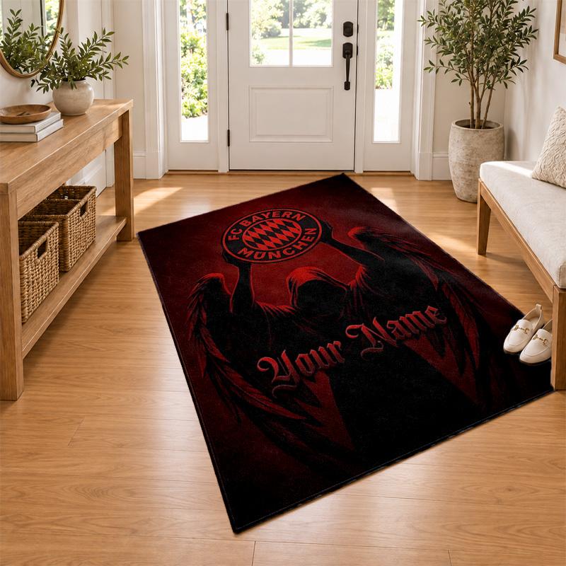 FC Bayern Munchen Custom Name Personalized Rug Non‑Slip Doormat Floor Carpet Housewarming Birthday Gift for Family Friends
