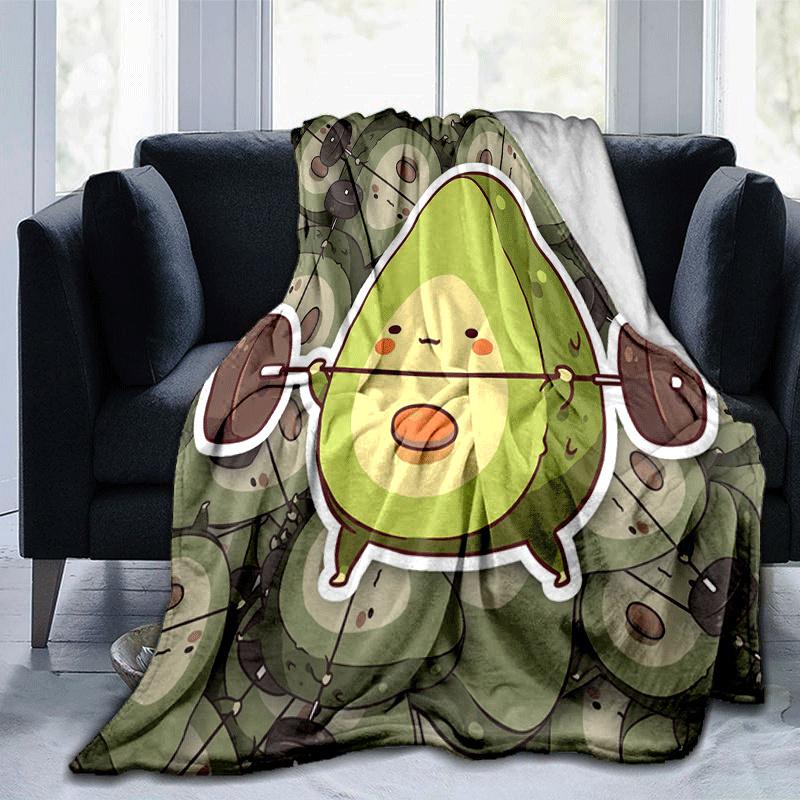 1pc Avocado Printing Lightweight Flannel Blanket, Comfortable and Warm Blanket, for Camping Sofa Bed and Couch Office, Gift