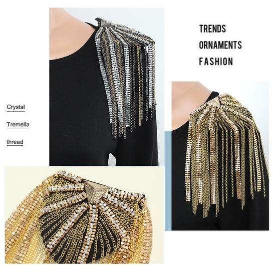 Эполет на плечо, длинные кисточки, блестки, стразы, сделай сам, элегантный мужской и женский значок на плечо