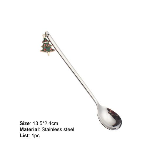 Рождественская ложка с длинной ручкой, прочная нержавеющая сталь, десертный салат, фруктовая дегустация