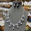 Purple Crystal Zircon Necklace Full Diamond Flower Earrings Banquet Exquisite Accessories Bridal Accessories Set