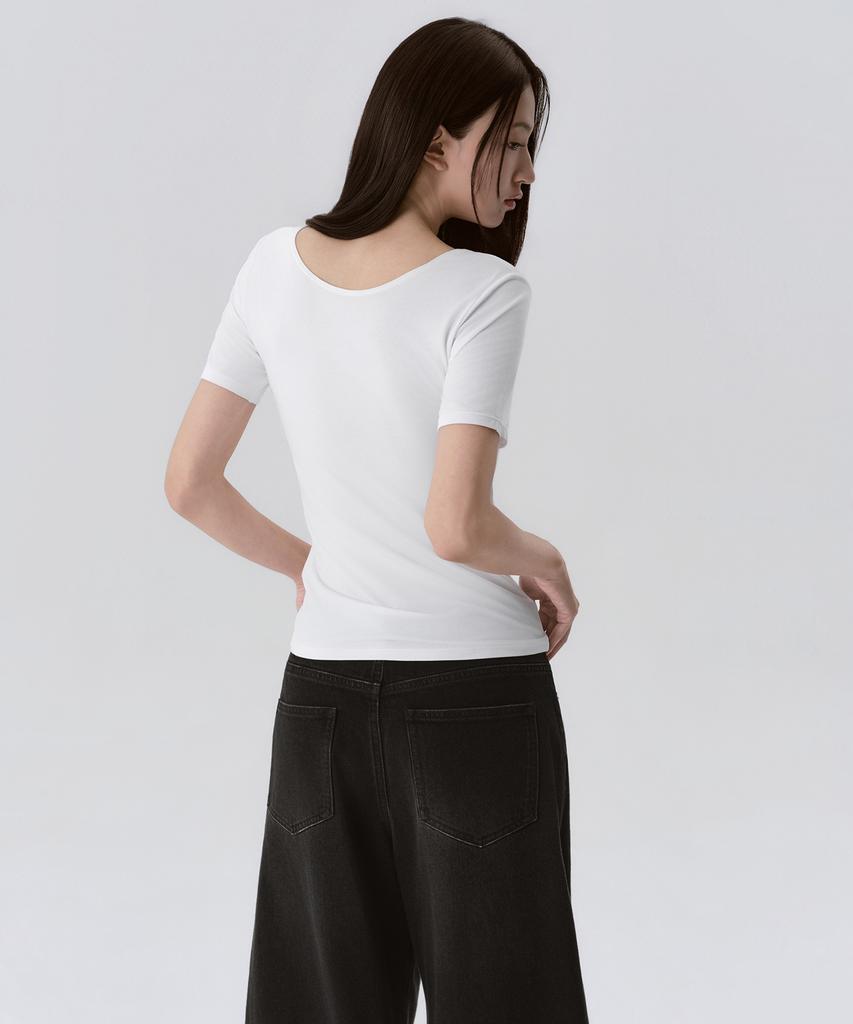 MUSINSA STANDARD WOMAN [Hit Standard] Women'S Scoop Neck Short Sleeve Undershirt [White]