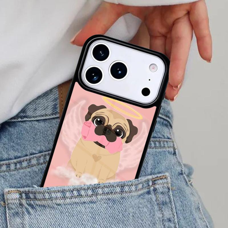 Angel Pug Phone Case for iPhone 16e 15 14 13 12 17 Pro Max Plus Air 17pro Cover Coque