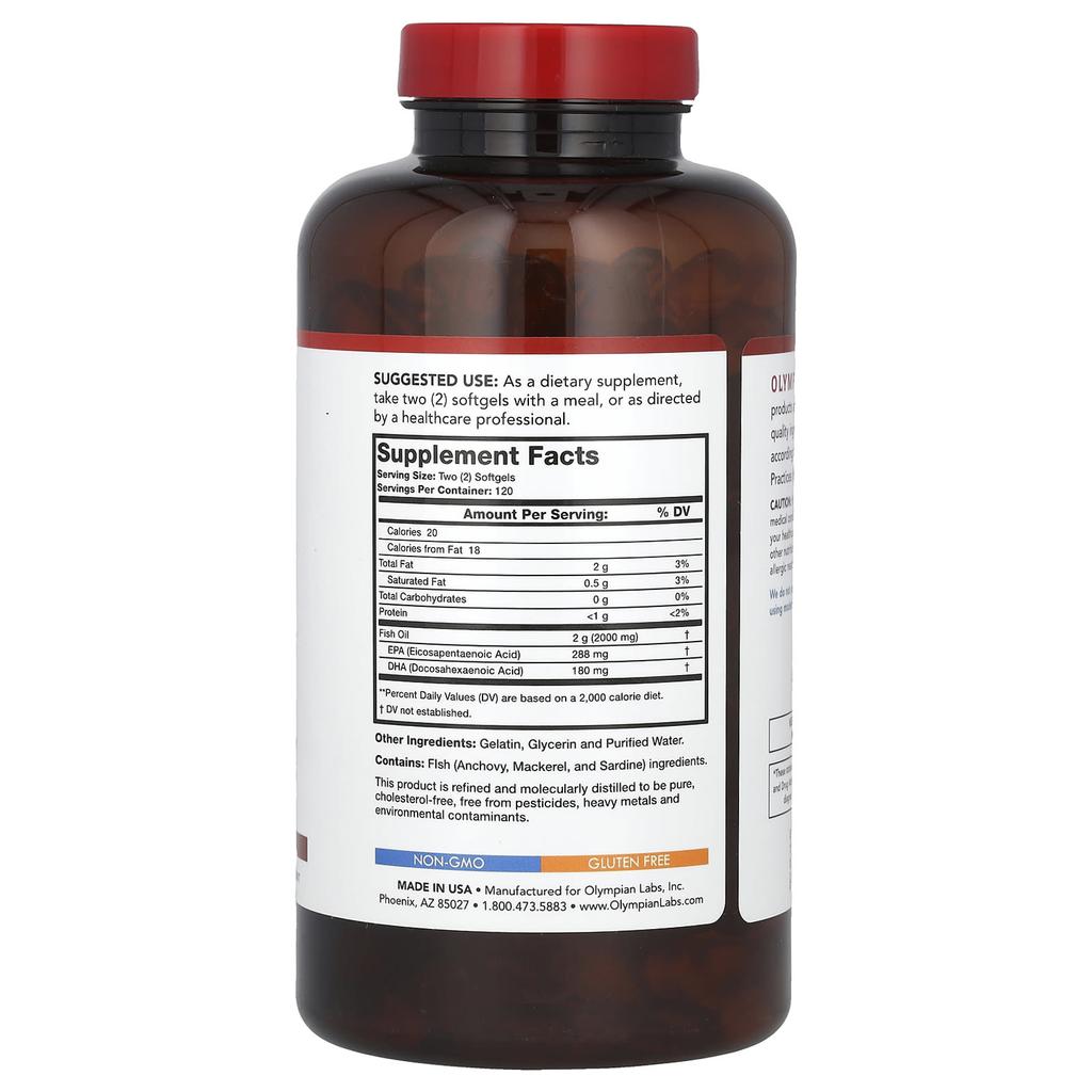 Olympian Labs Рыбий жир Омега-3, 2000 мг, 240 мягких капсул (1000 мг на мягкую капсулу)