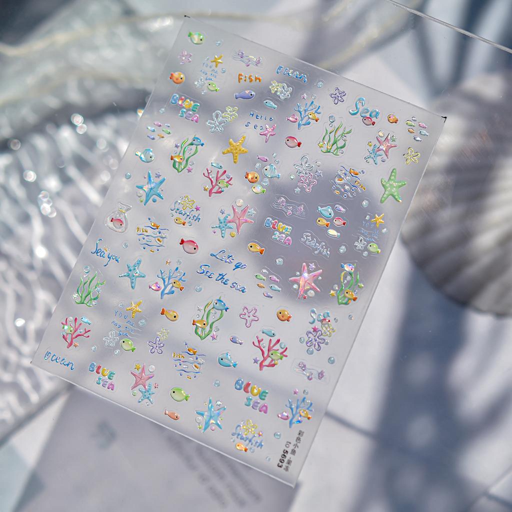 Plaid Star Vintage Academic Five-Pointed Star Small 5D Nail Art Stickers Embossed Nail Decals Manicure for Women