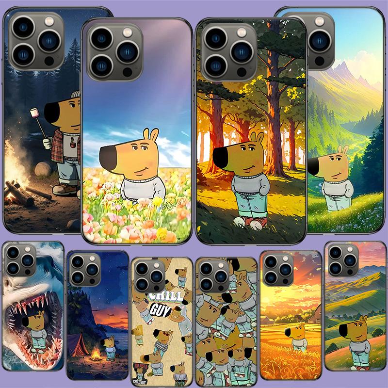 Чехол-мем 'Chill Guy' для iPhone 17 Air 15 Pro 14 Plus 16 Pro Max 17E 16E 12 13 Mini 11 Чехол Милые Fundas