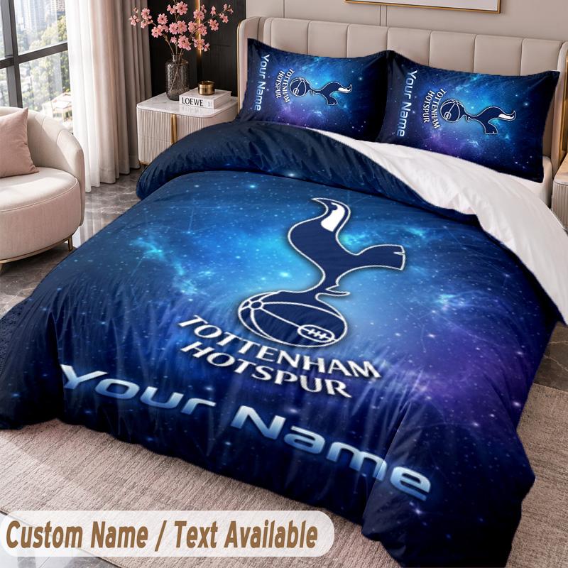 Tottenham Hotspur FC Printed Bedding Set Custom Name Text 1 Duvet Cover 2 Pillowcases For Bedroom