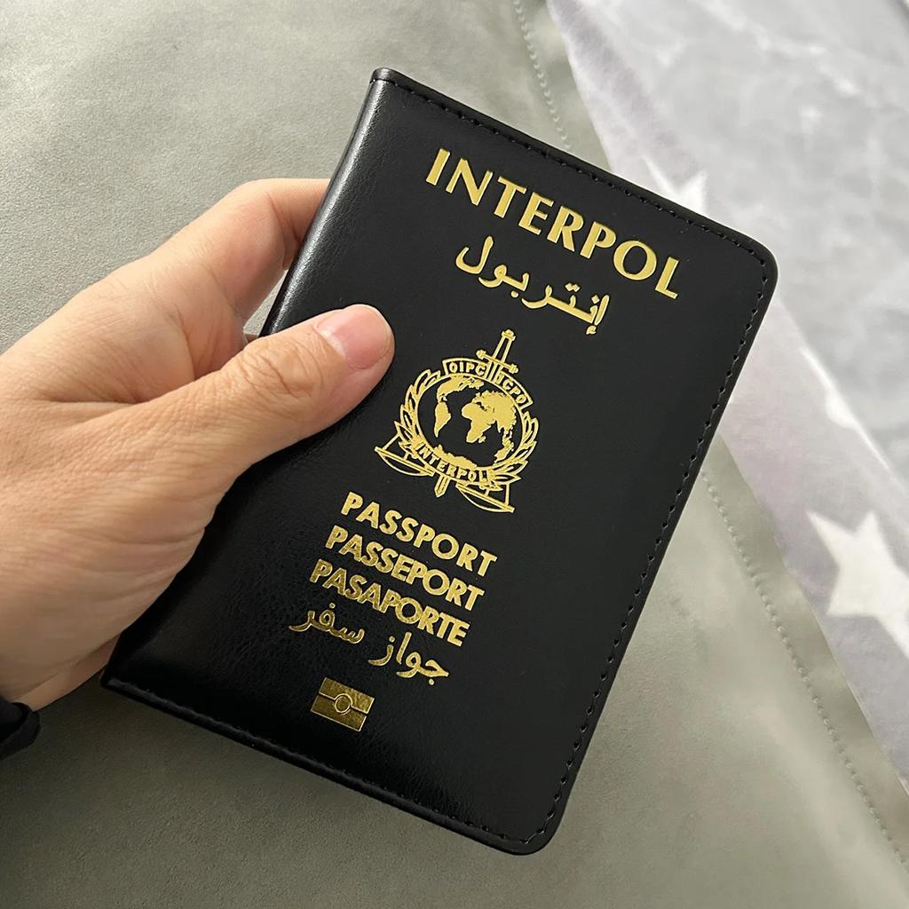 Обложка на паспорт Международной организации уголовной полиции, значок документа Интерпола, полиция Интерпола